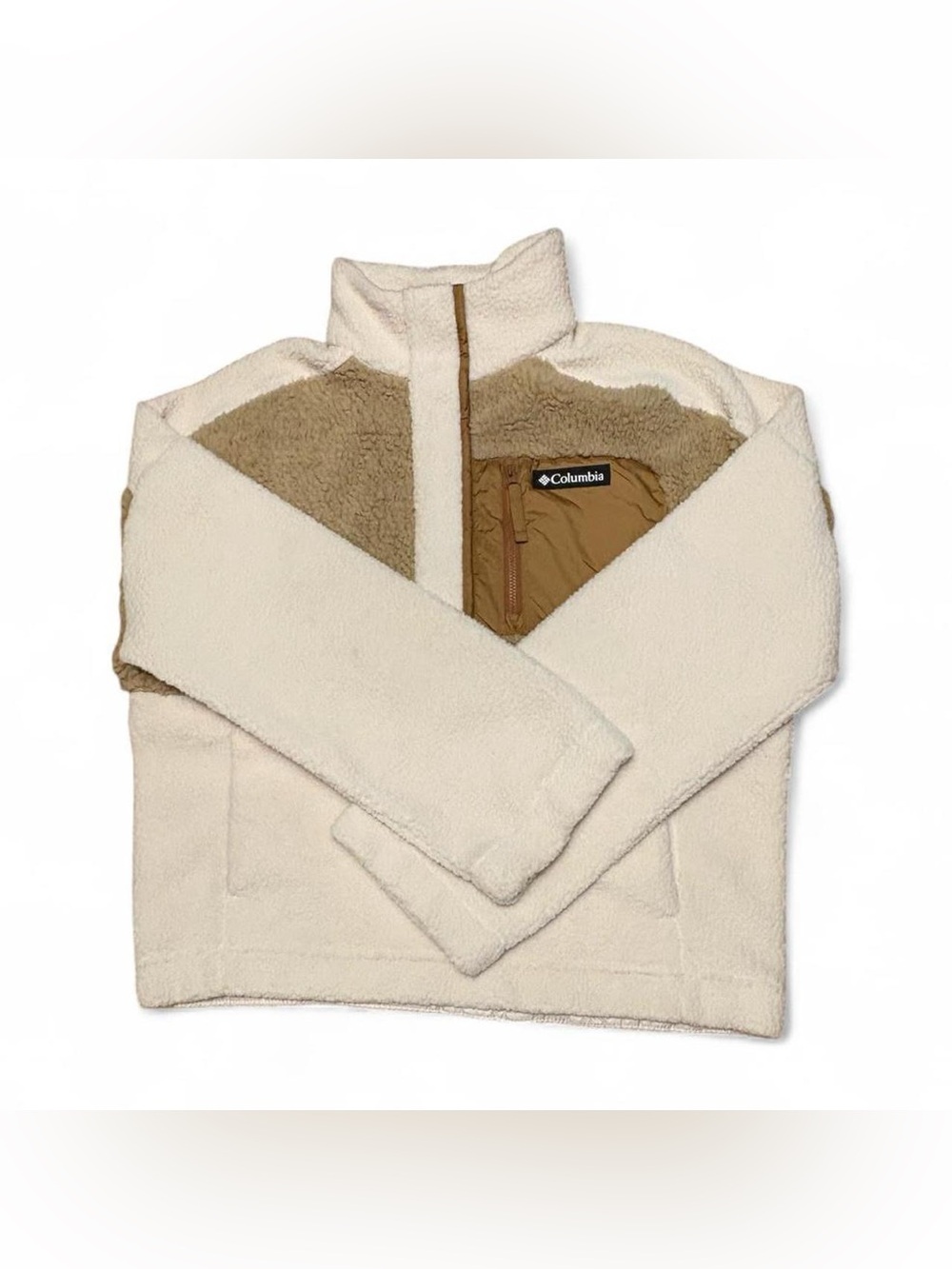 Columbia Lodge Sherpa Fleece Sweatshirt Medium Pullover Tan Gorpcore Cabincore